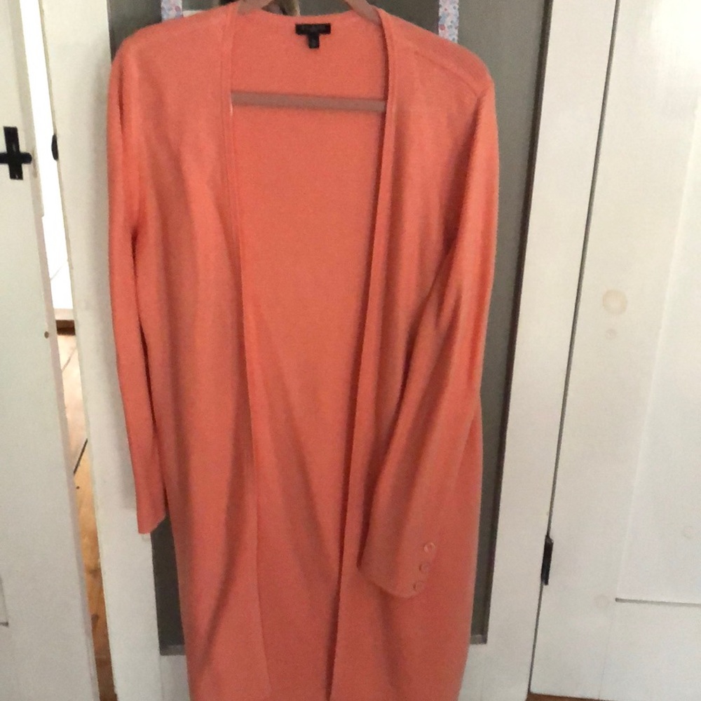 Talbots Long ribbed apricot/orange cardigan